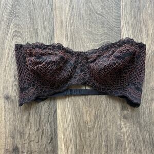 Intimately Free People Pink and Black Lace Strapless Bra 34D